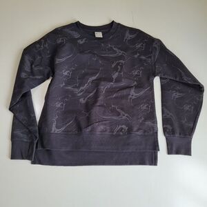 NEW XS OVERSIZED FRENCH TERRY GRAY BLACK CREW STEP HEM SWEATSHIRT SMALL NWT NWOT